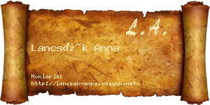 Lancsák Anna névjegykártya